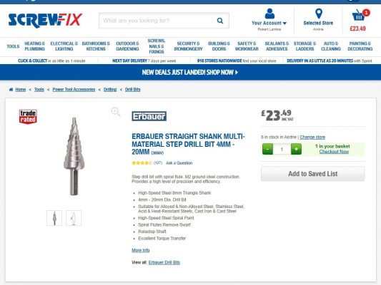 Erbauer-Straight-Shank-Multi-Material-Step-Drill-Bit4mm-20mm