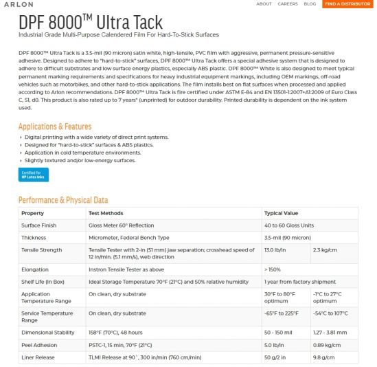 Arlon-DPF8000-vinyl-high-tack-low-energy-surface